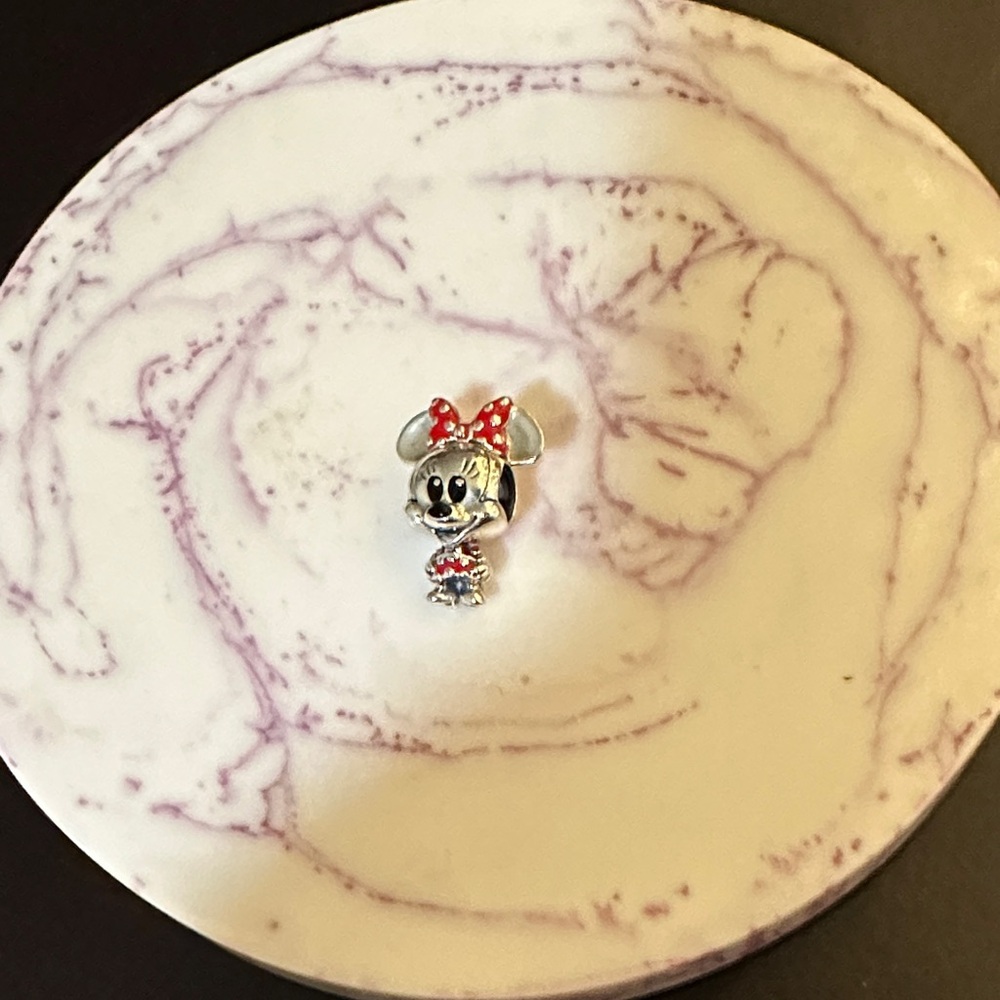 Minnie Mouse Red Bow Sterling Charm